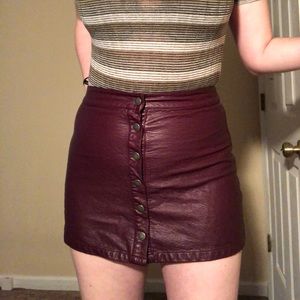 Purple, pleather mini skirt